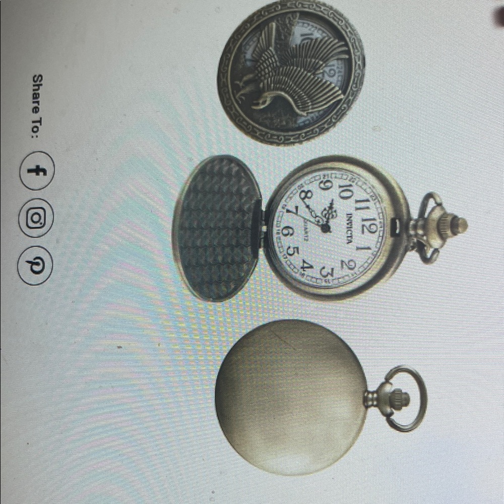 Invicta Gold Pocket Watch with Eagle Design